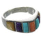Southwest Sterling Silver Multicolor Inlay Ring Size 5-3/4 VX36616